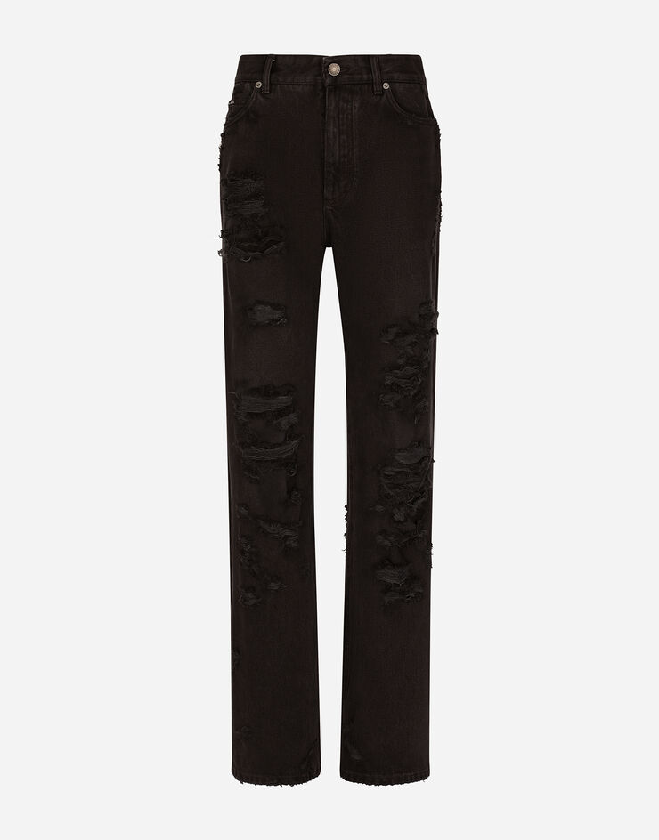Dolce & Gabbana Ausgestellte Jeans aus Denim mit Rissen Mehrfarbig FTCGNDG8HR2