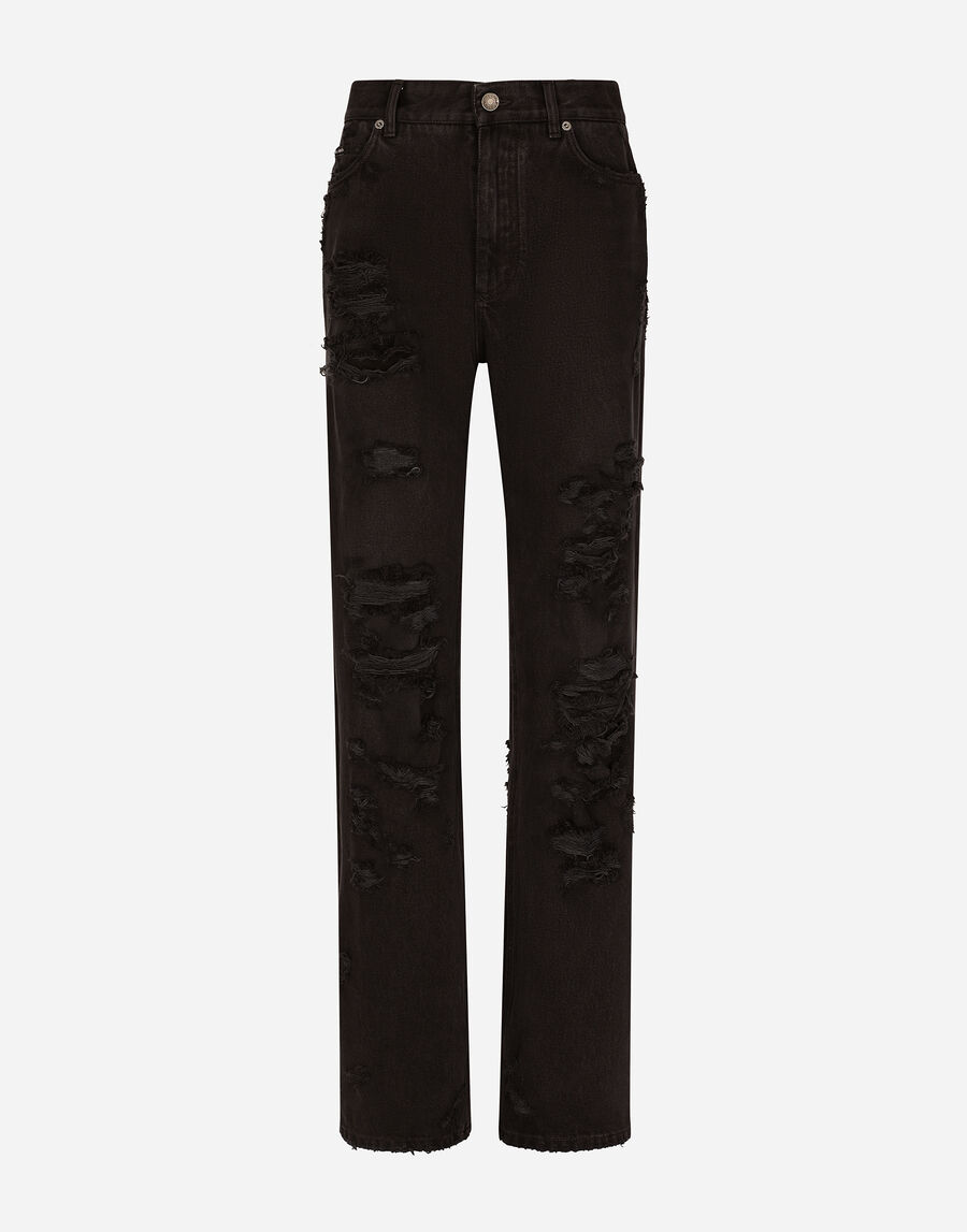 Flared jeans with ripped details