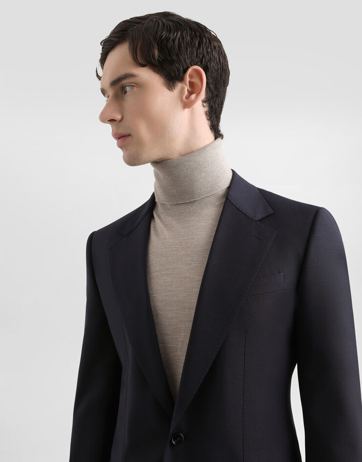 Dolce & Gabbana Single-breasted taormina wool canvas jacket Blue G2VK7TFURK8