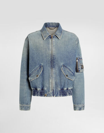 Dolce & Gabbana Cotton denim bomber jacket with tag Multicolor G9BKNDG8ME5