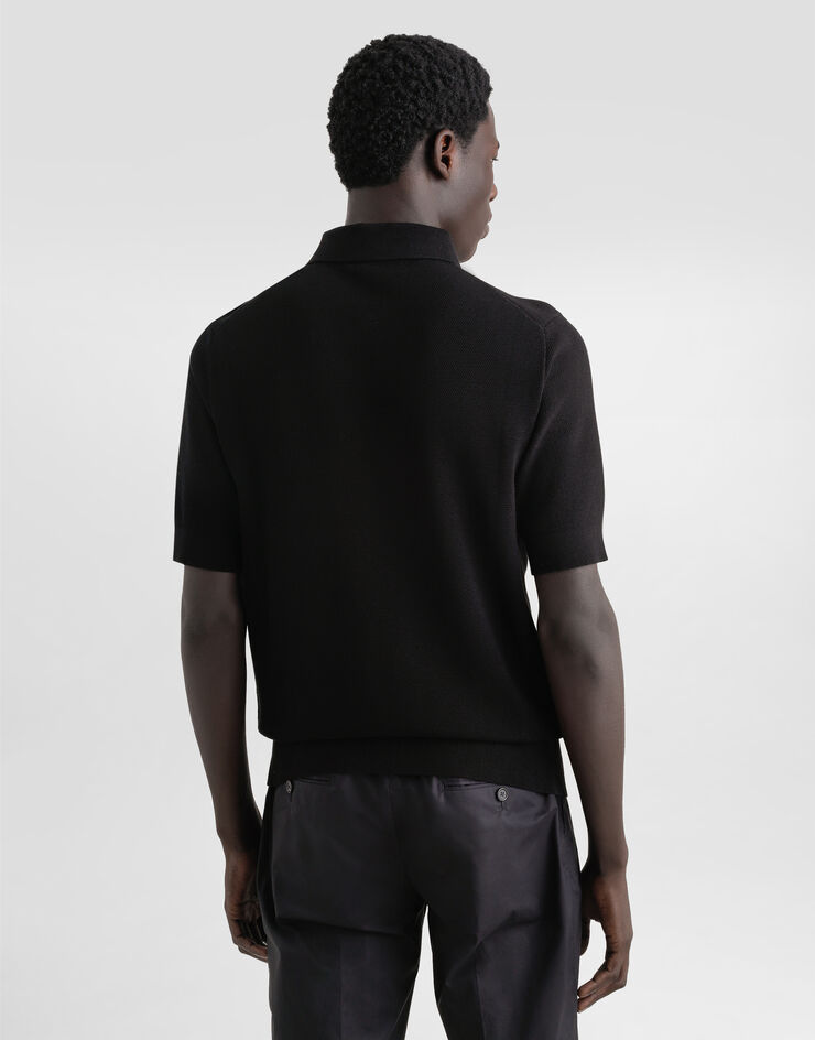 Dolce & Gabbana Polo de algodón con placa con logotipo Negro GXZ02TJBCF5