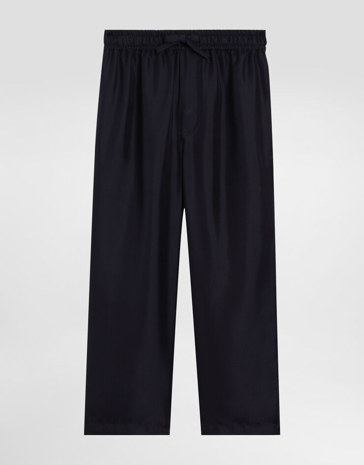 Dolce & Gabbana Pyjamahose aus Twill mit DG-Logo Blau L43P44G7O7W
