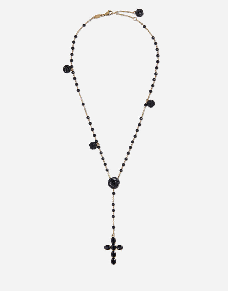 Dolce & Gabbana Yellow gold Devotion rosary necklace with black oval sapphires Gold WNDC2GW0001