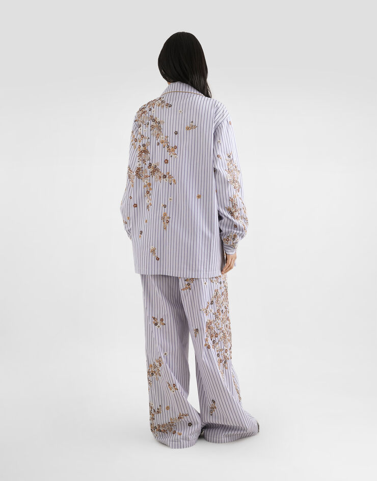 Dolce & Gabbana Poplin vanity shirt with thread floral embroidery Multicolor F5U43ZGDDR6