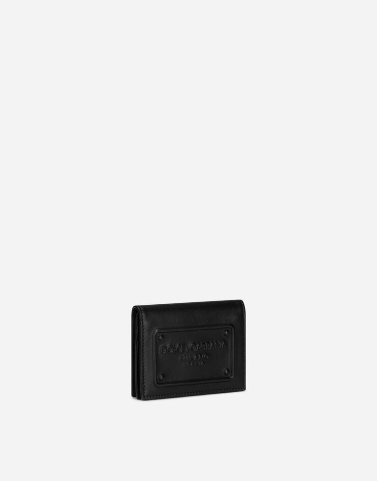 Dolce & Gabbana Tarjetero en piel de becerro con logotipo en relieve Negro BP1643AG218