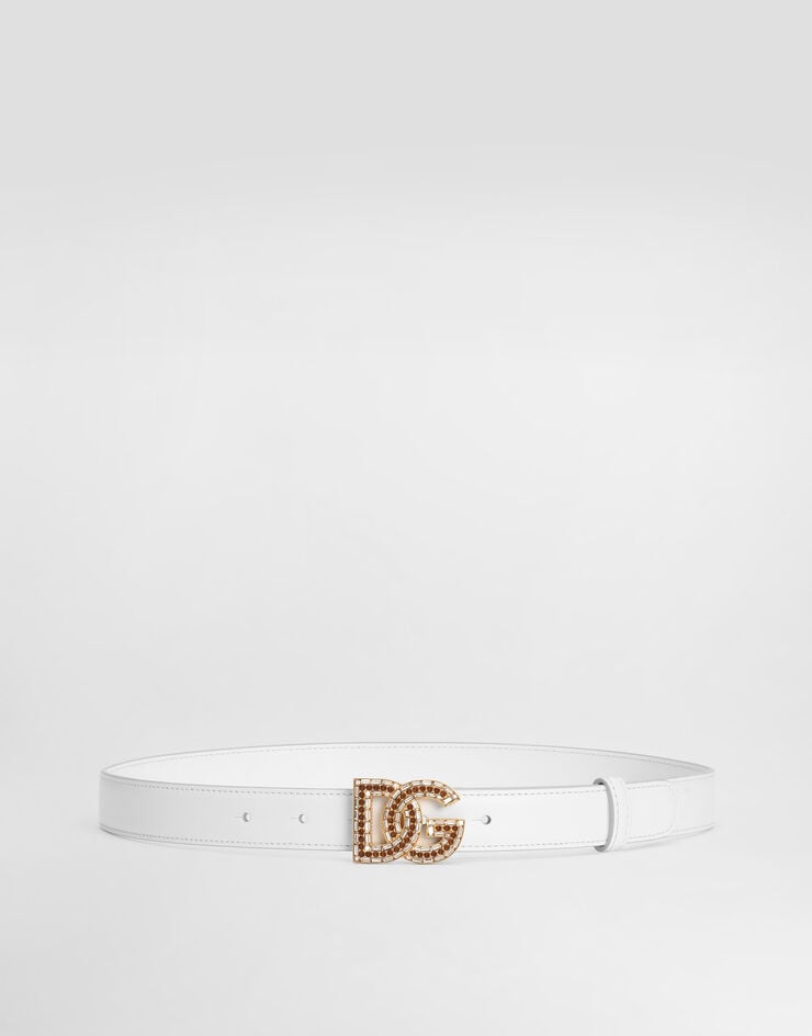 Dolce & Gabbana Calfskin belt with DG logo Dolce & Gabbana Calfskin belt with DG logo White BE1682AW576