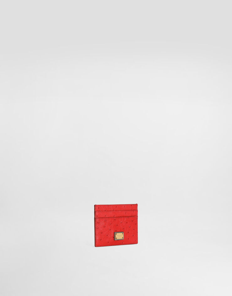 Dolce & Gabbana Polished ostrich leather card holder Red BI0330A8G31