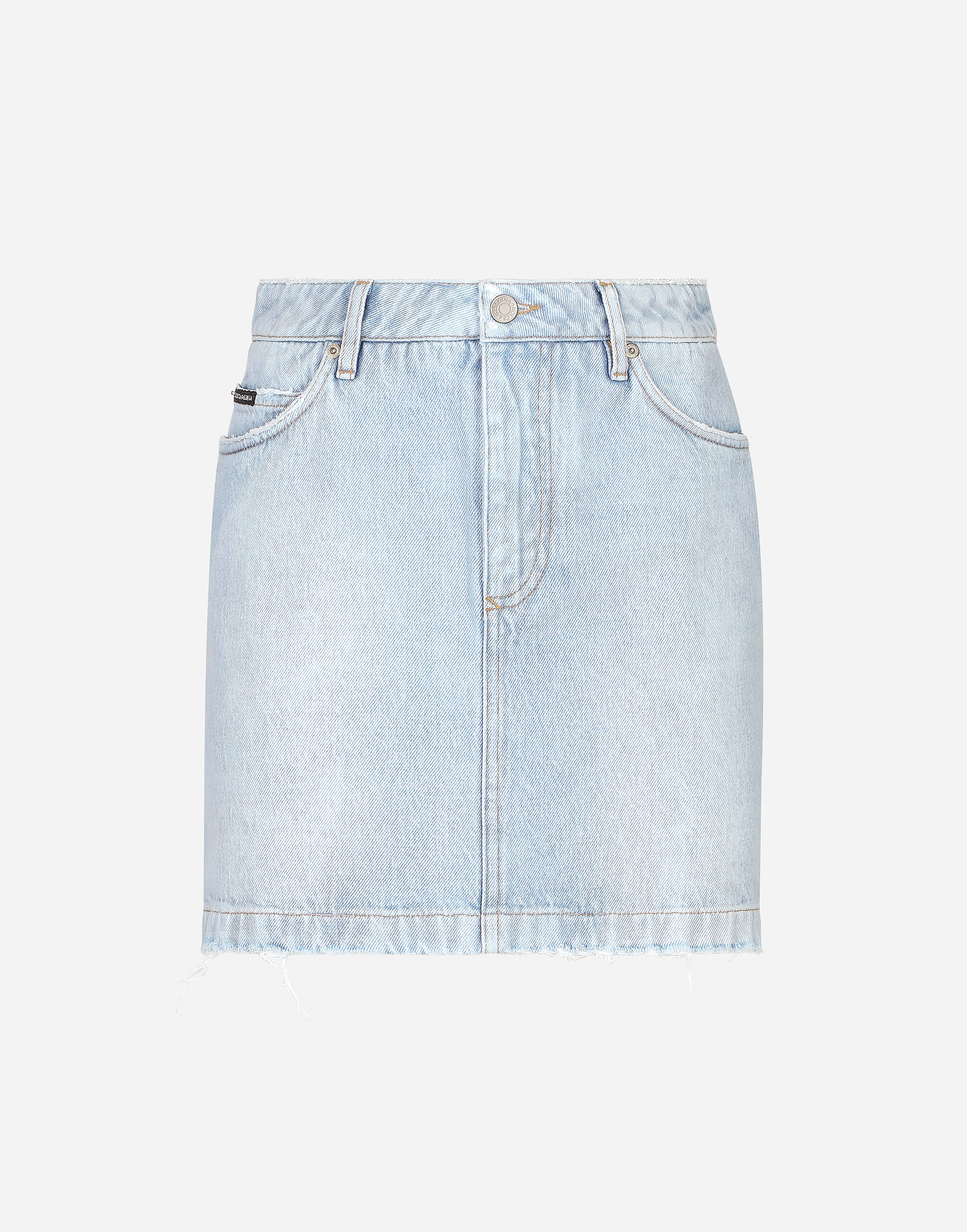 Cotton denim miniskirt in Multicolor for Women | Dolce&Gabbana®