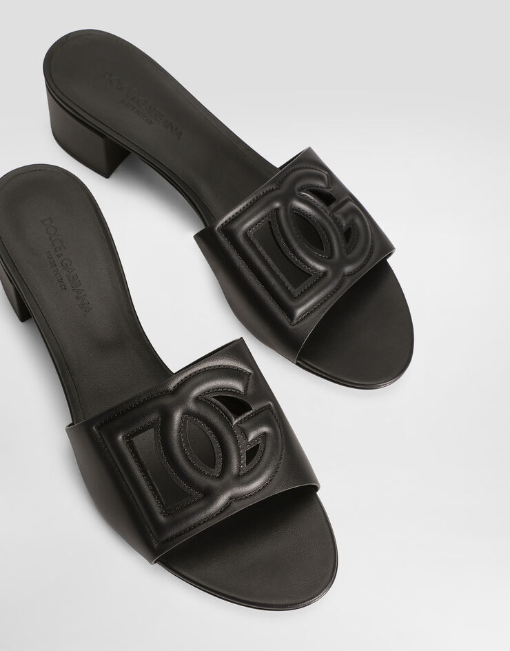 Dolce & Gabbana Pantolette aus Kalbsleder und DG-Logo Schwarz CR1755AY329