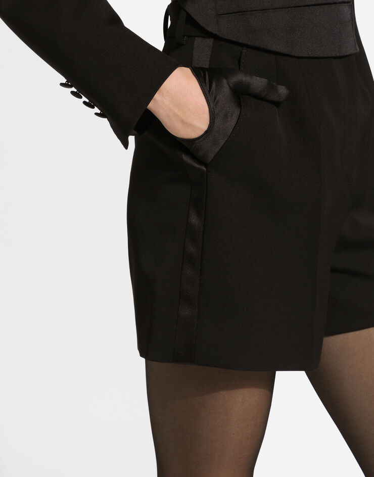 Dolce & Gabbana Wool gabardine tuxedo shorts Black FTC78TFU21E