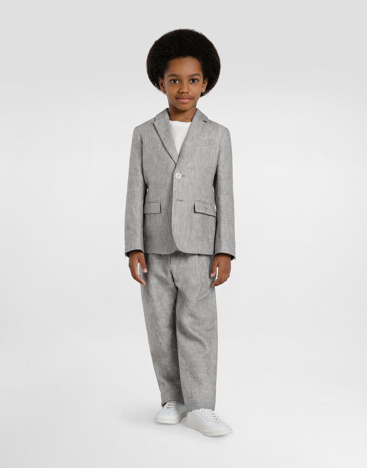 Dolce & Gabbana Single-breasted linen jacket Grey L41E97FU4MF