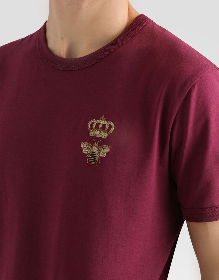 Dolce & Gabbana Cotton T-shirt with embroidery Bordeaux G8PV1ZG7WUQ