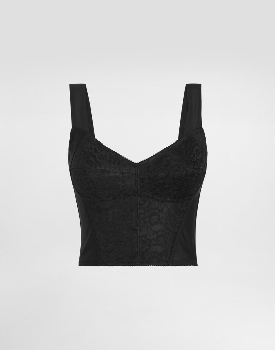 Shaper corset bustier top in jacquard and lace