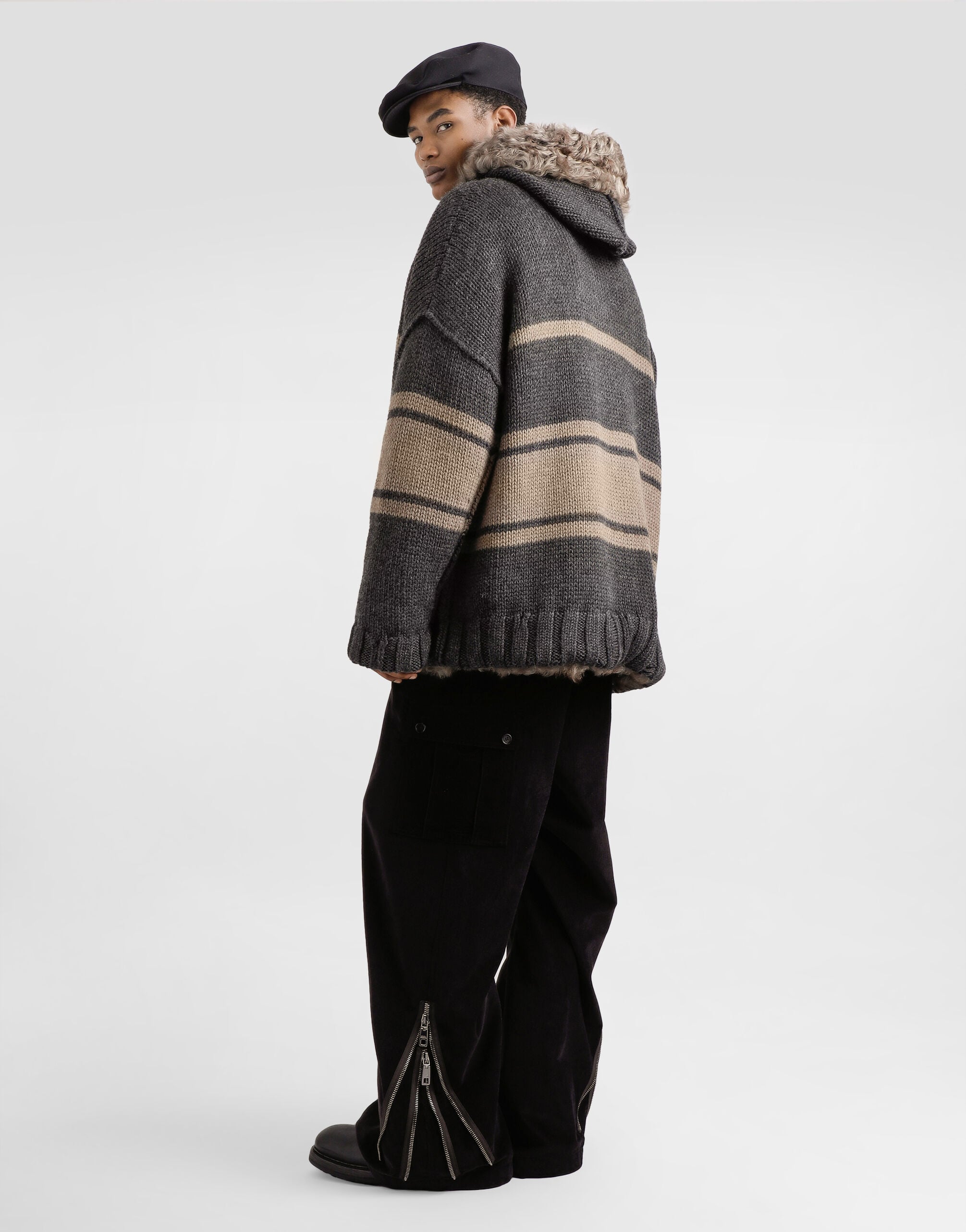 Knitted jacket with fur in Multicolor for Men | Dolce&Gabbana®