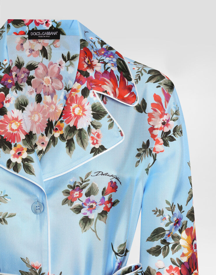 Dolce & Gabbana Flower bouquet-print silk vanity shirt Multicolor F5Q03TIS11I