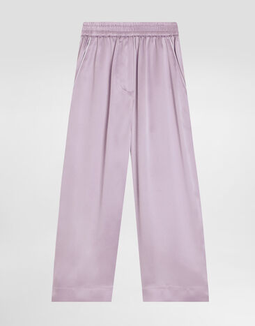 Dolce & Gabbana Hose Vanity aus Seidensatin mit DG-Logostickerei Mehrfarbig L53P26G7O9L
