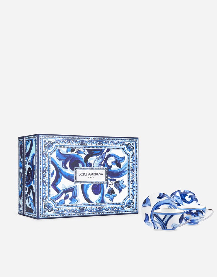 Dolce & Gabbana Gift Box With 2 Porcelain Teacups With Saucers Dolce & Gabbana Gift Box With 2 Porcelain Teacups With Saucers Multicolor TC0S20TCM09