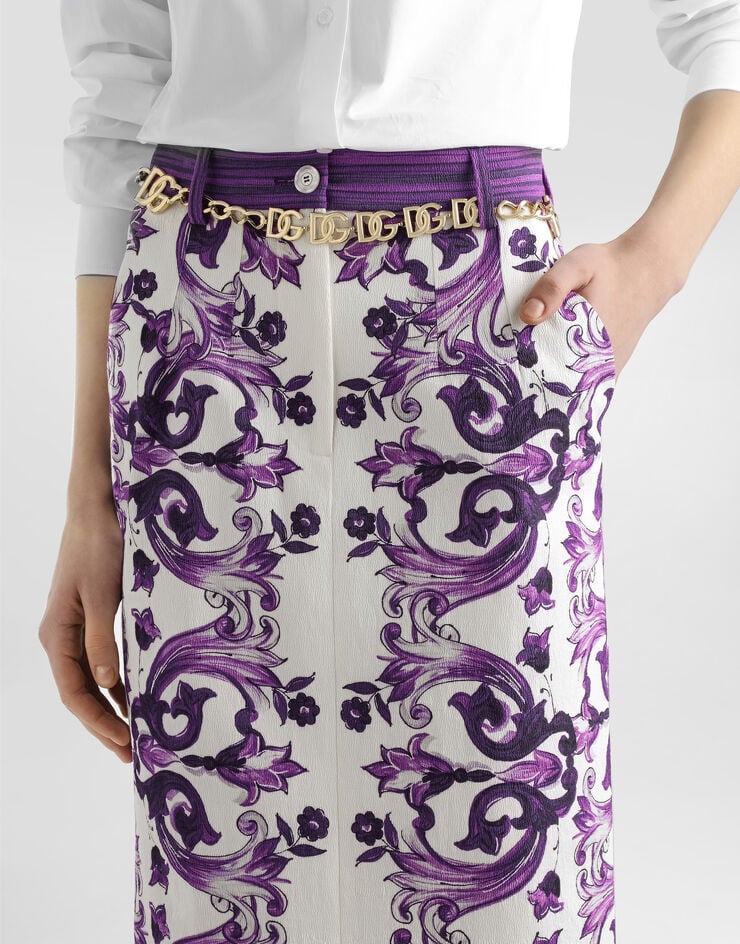 Dolce & Gabbana Midirock mit Majolika-Print Multicolor F4C5KTFPR0O