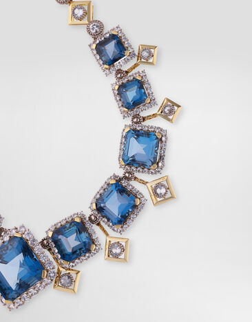 Dolce & Gabbana Eleganza Necklace 18kt white and yellow gold, topazes, and sapphires. Gold WNSA3GWTOP1