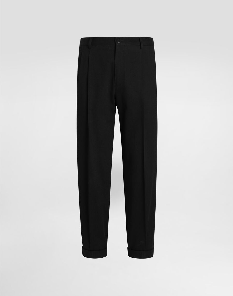 Cotton gabardine pants with double darts
