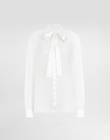 Dolce & Gabbana Chiffon pussy-bow shirt White F5T27TFU1AT