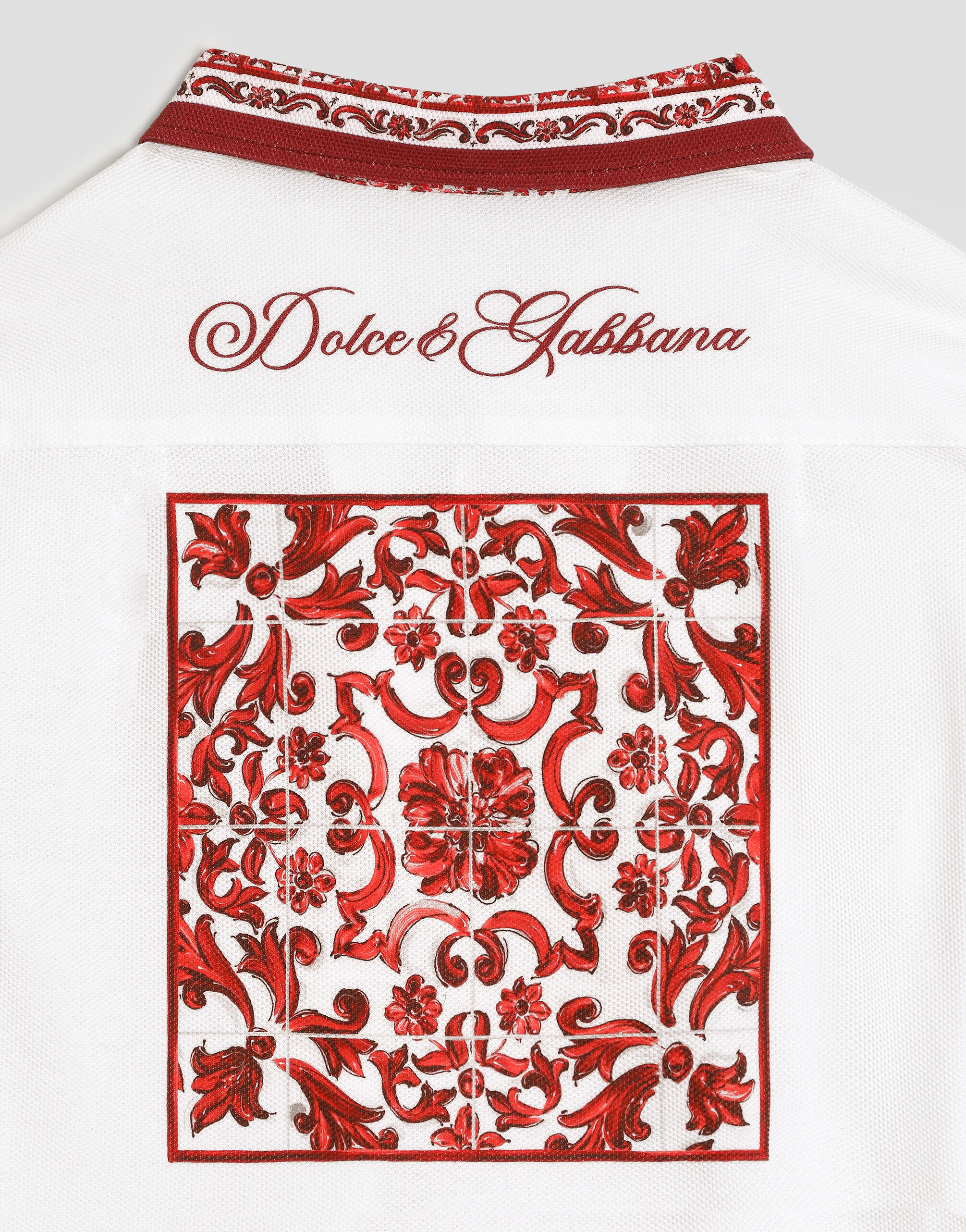 Majolica-print double piqué shirt in Multicolor for Boys