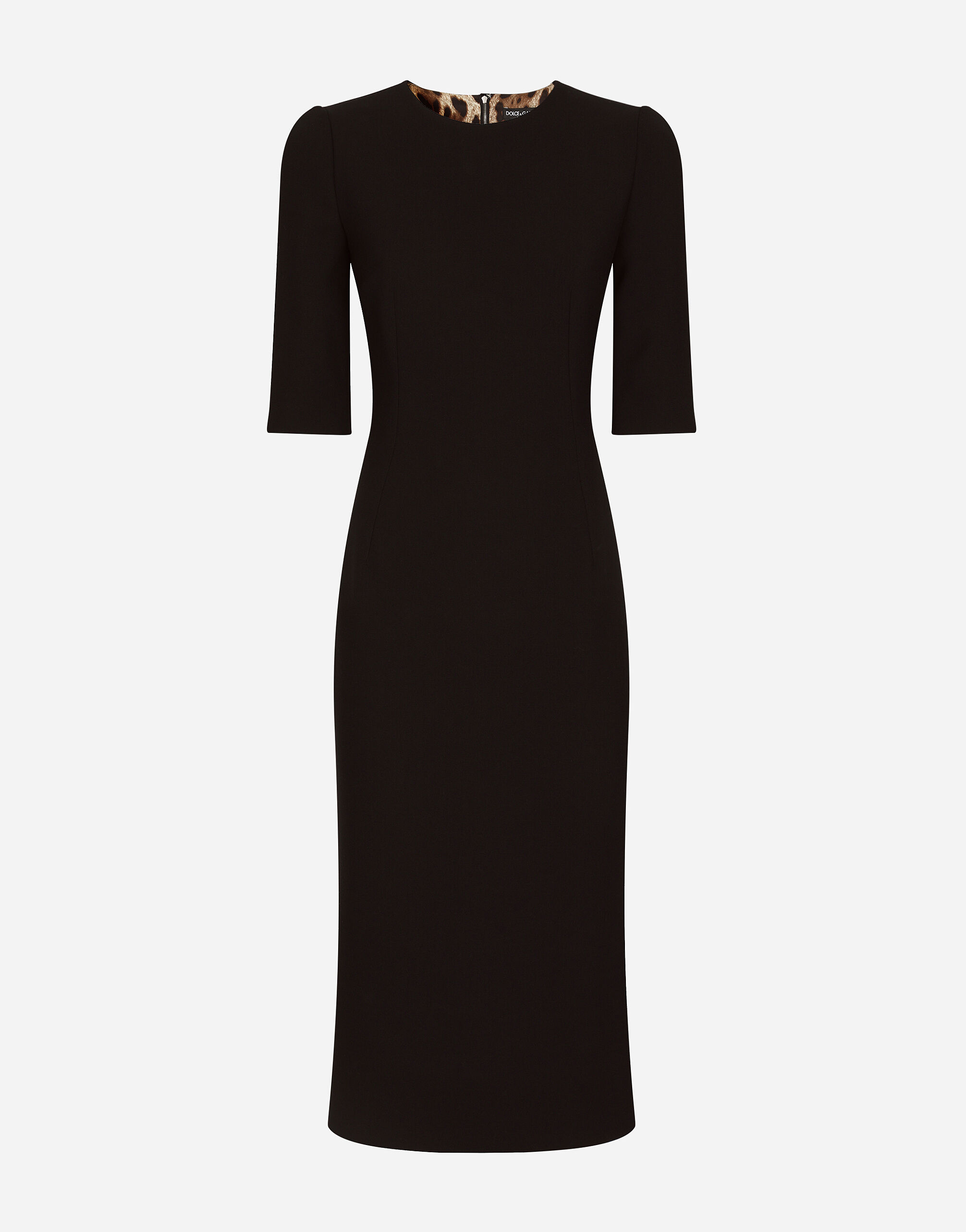 Vestido longuette en pa o de lana en Negro de Mujer Dolce Gabbana