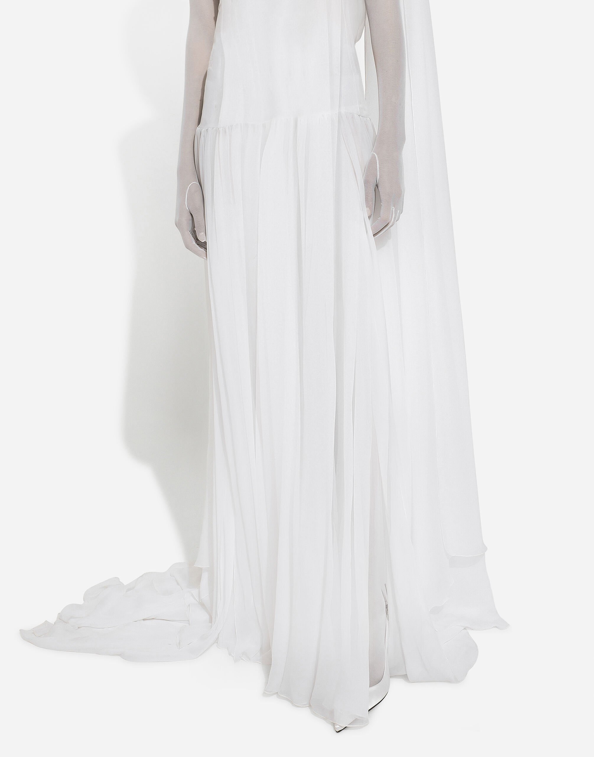 Long chiffon dress with corset details in White for Women Long chiffon dress with corset details in White for Women