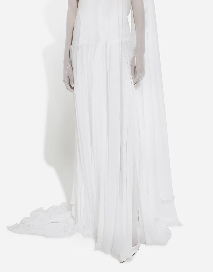 Dolce & Gabbana Vestido largo con detalles estilo corsé de chifón Blanco F6JEPTGDCF2