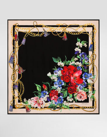 Dolce & Gabbana Floral-print silk twill foulard (90x90) Gold WNR4C5W1111