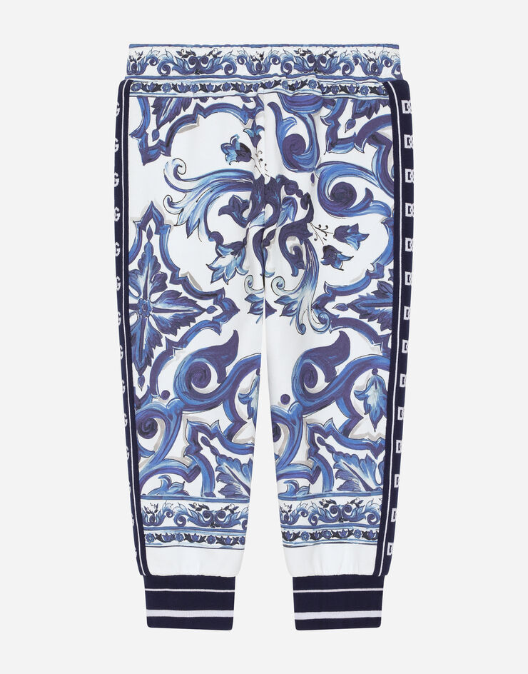 Dolce&Gabbana Pantaloni jogging in jersey stampa maiolica Multicolore L5JP9BG7EX5