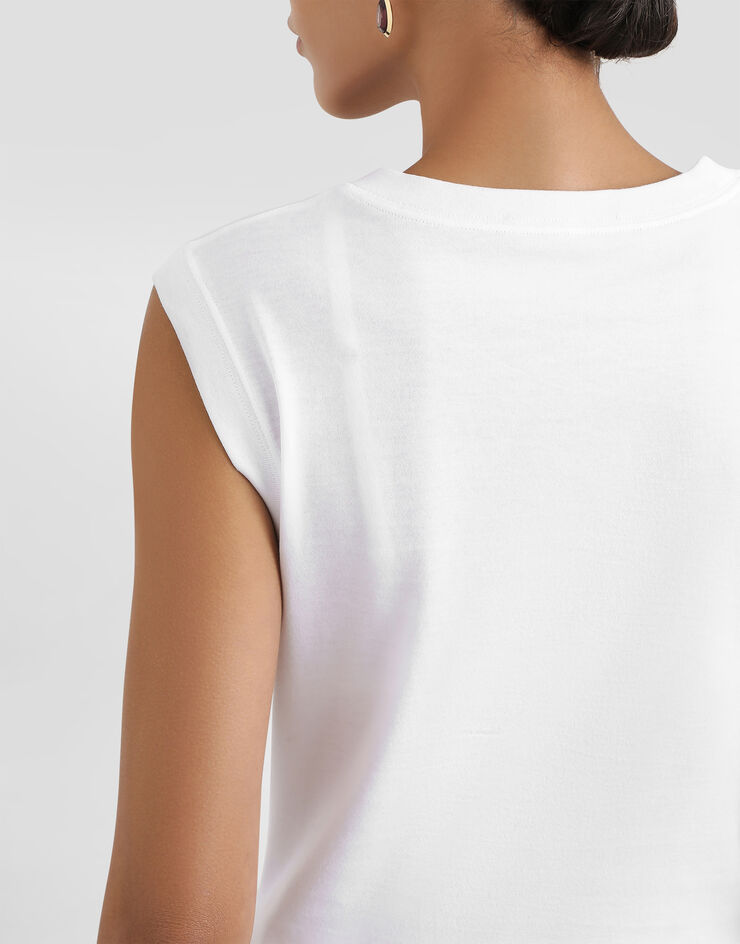 Dolce & Gabbana Camiseta sin mangas con estampado de mayólica White F8V61ZGDC6U