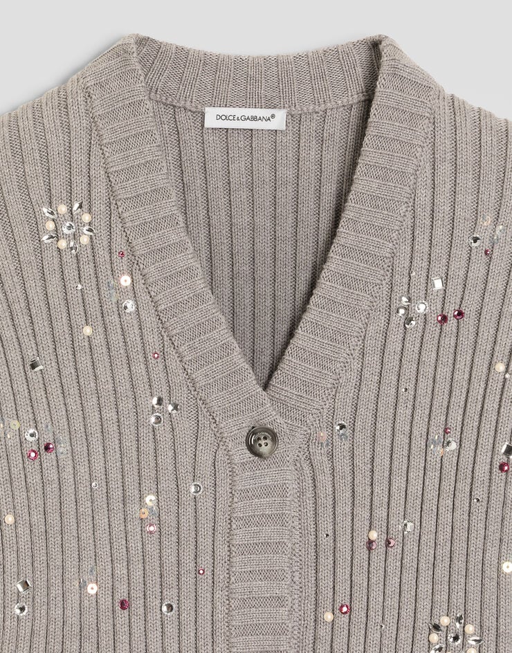 Dolce & Gabbana 카디건 버진 울 소재 리브 니트 디테일 Grey L5KWH3JDVL5