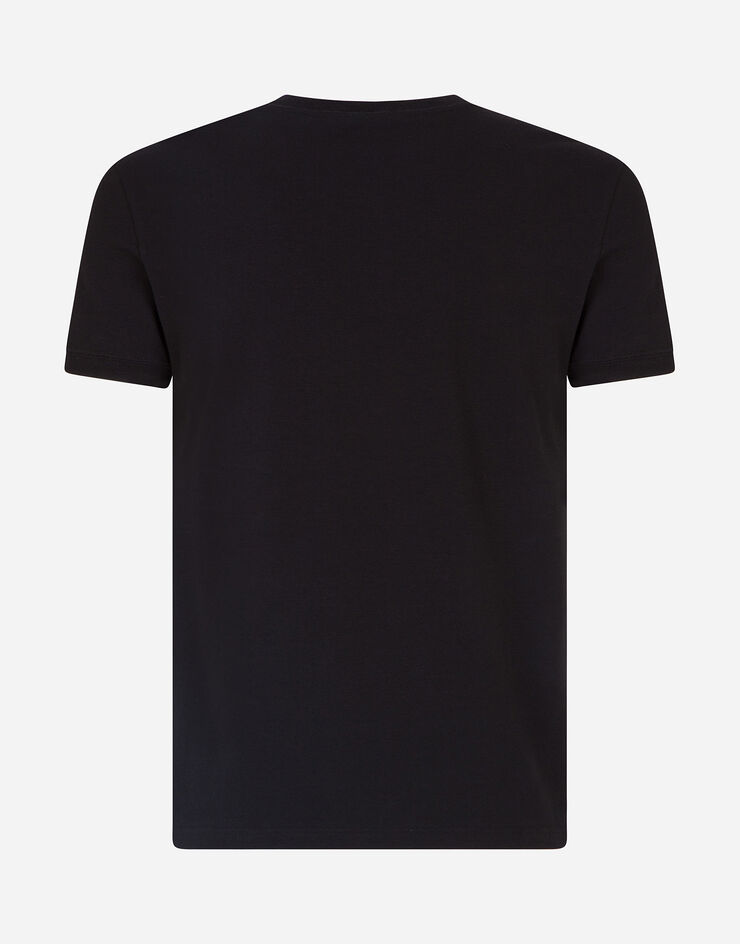 Dolce & Gabbana Bi-elastic t-shirt in cotton jersey Black M8C03JFUECG