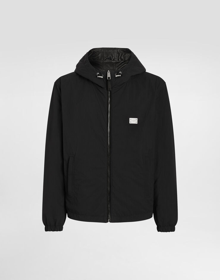 Dolce & Gabbana Jacke aus Leder und Textil mit Wendekapuze Schwarz G9BKULGI909