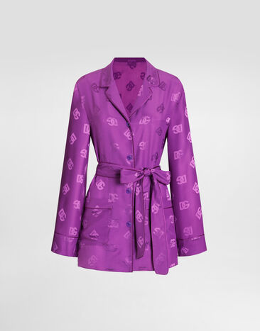 Dolce & Gabbana DG all-over silk jacquard vanity shirt Purple F5I89TFJ1JO
