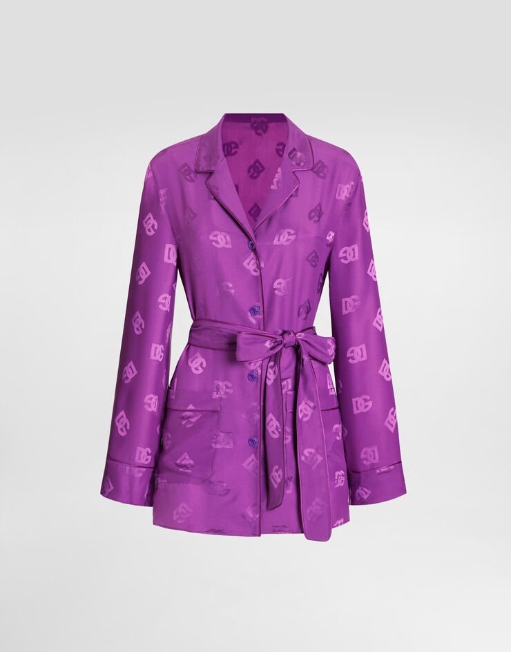 Dolce & Gabbana DG all-over silk jacquard vanity shirt Purple F5I89TFJ1JO
