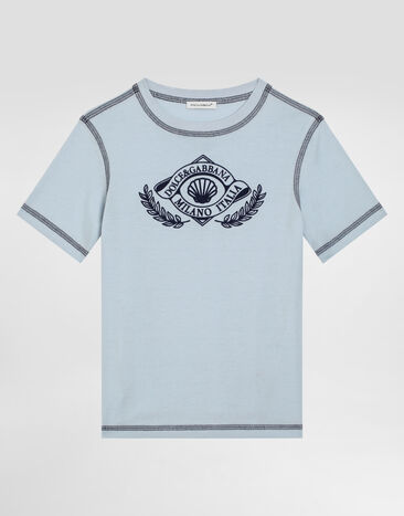 Dolce & Gabbana Short-sleeved jersey t-shirt with DG Azure L4JTHUG7PES