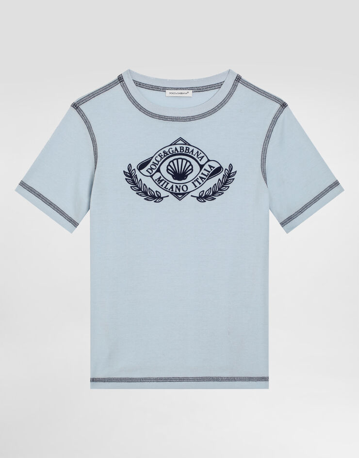Dolce & Gabbana Short-sleeved jersey t-shirt with DG Azure L4JTHUG7PES