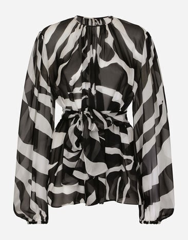 Dolce & Gabbana Blusa de chifón con estampado de cebra Negro F761RTFJTBR