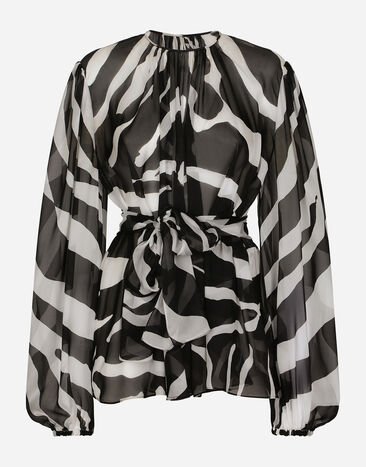 Dolce & Gabbana Zebra-print chiffon blouse Black F72X4TFLMSC