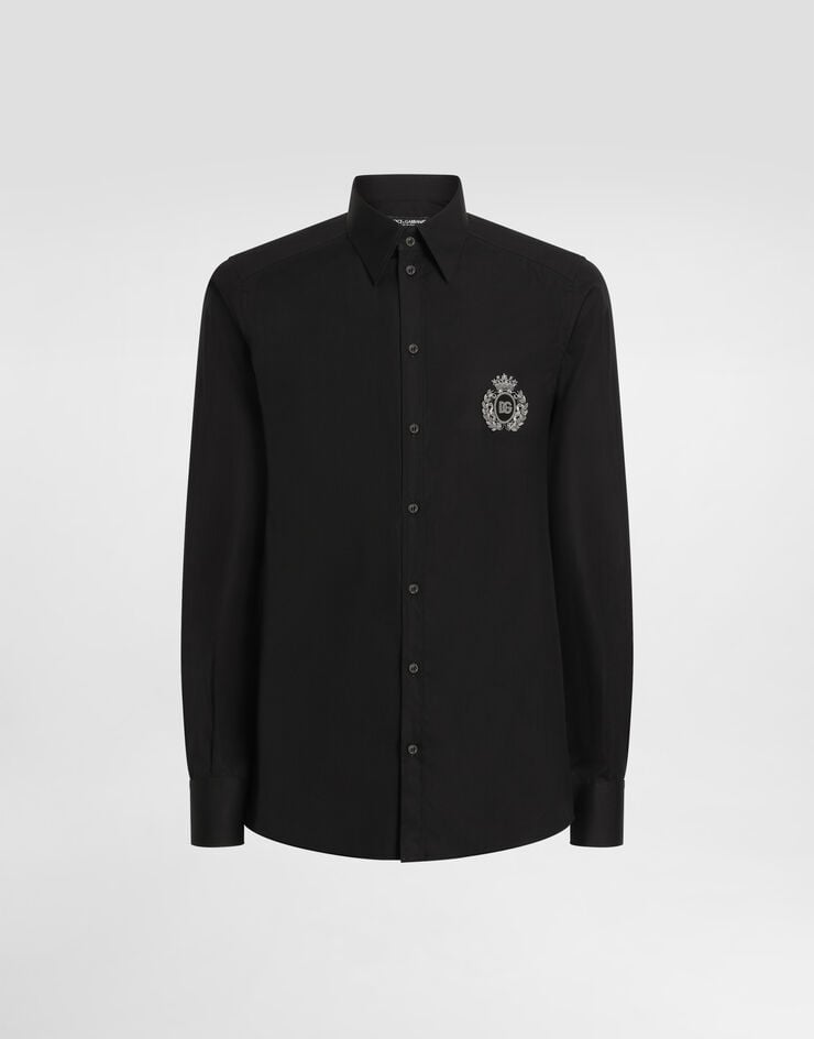 Dolce & Gabbana Cotton shirt with heraldic patch Black G5ML1ZGI757