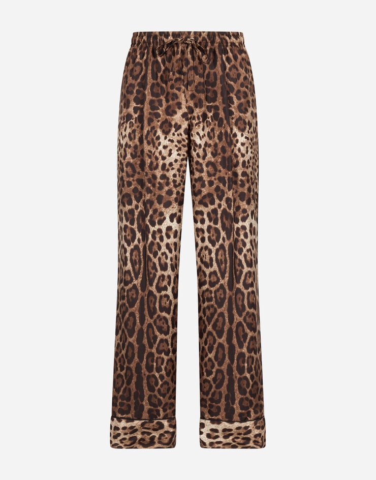 Dolce & Gabbana Silk mikado pyjama bottoms with leopard print разноцветный GW8BHTIS1B7