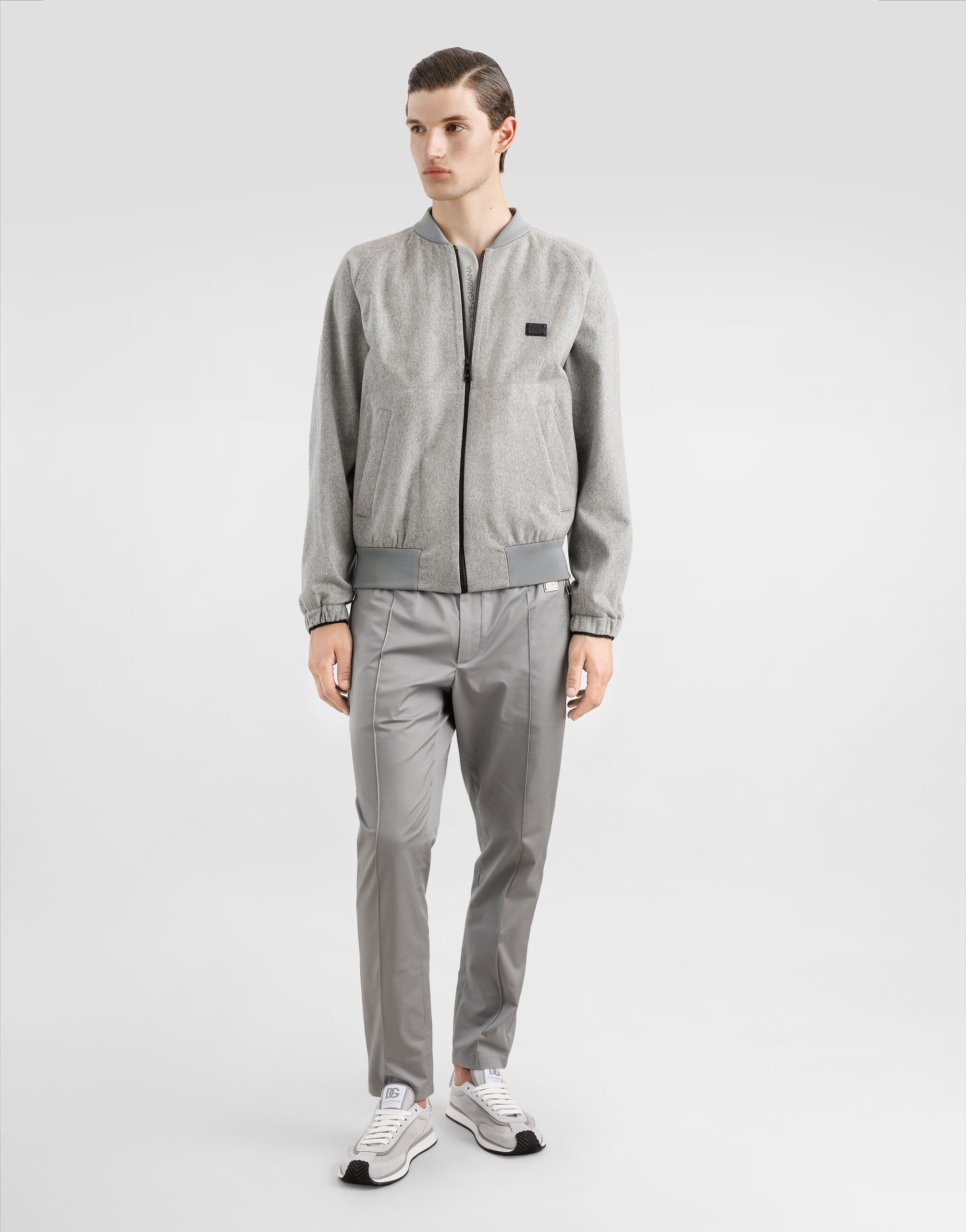 Cotton jogging pants with tag in Grey for Men