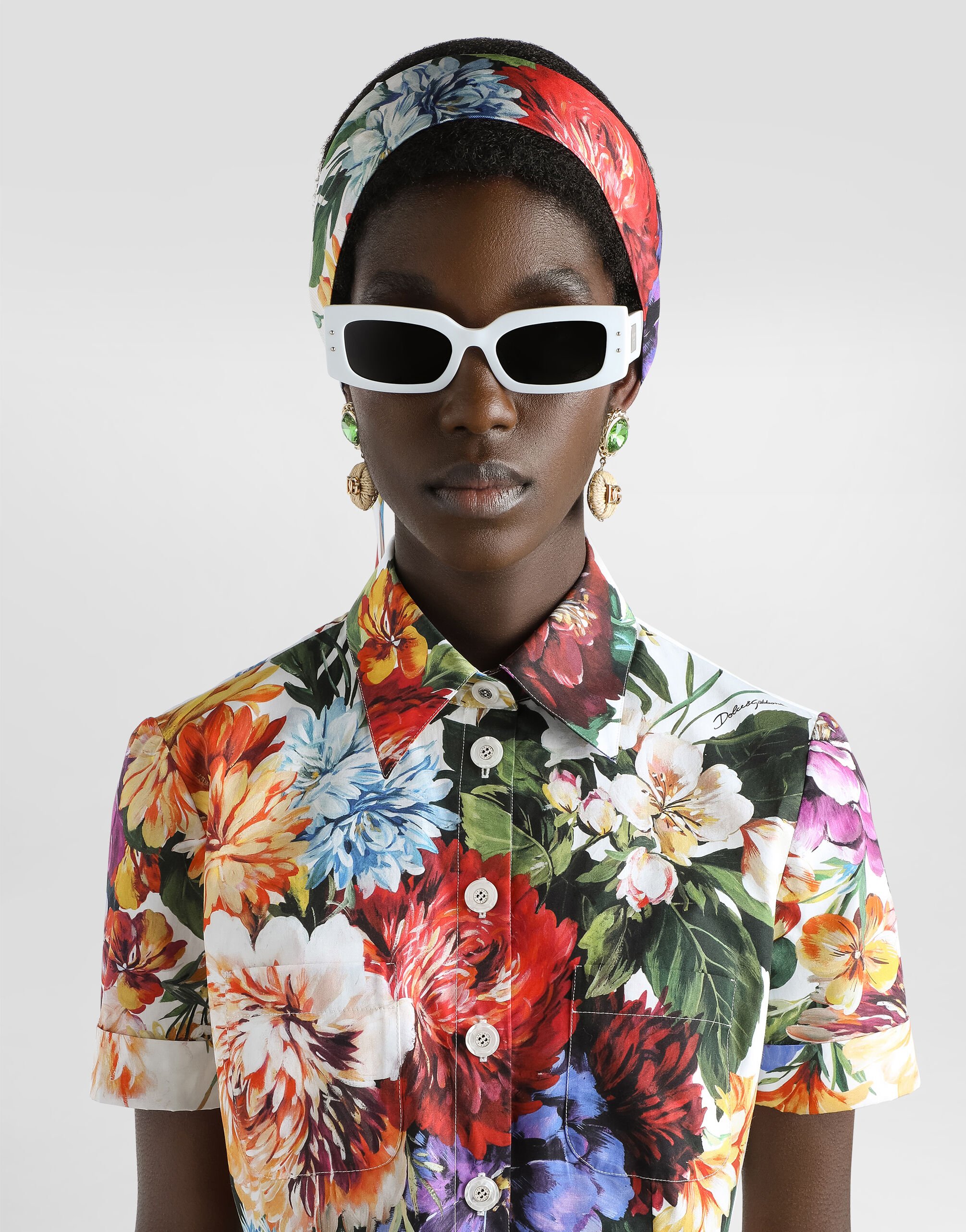 Tシャツ・カットソー Dolce & Gabbana FLOWER BOUQUET PRINT POPLIN SHIRT Flower bouquet-print poplin shirt in Print for Women