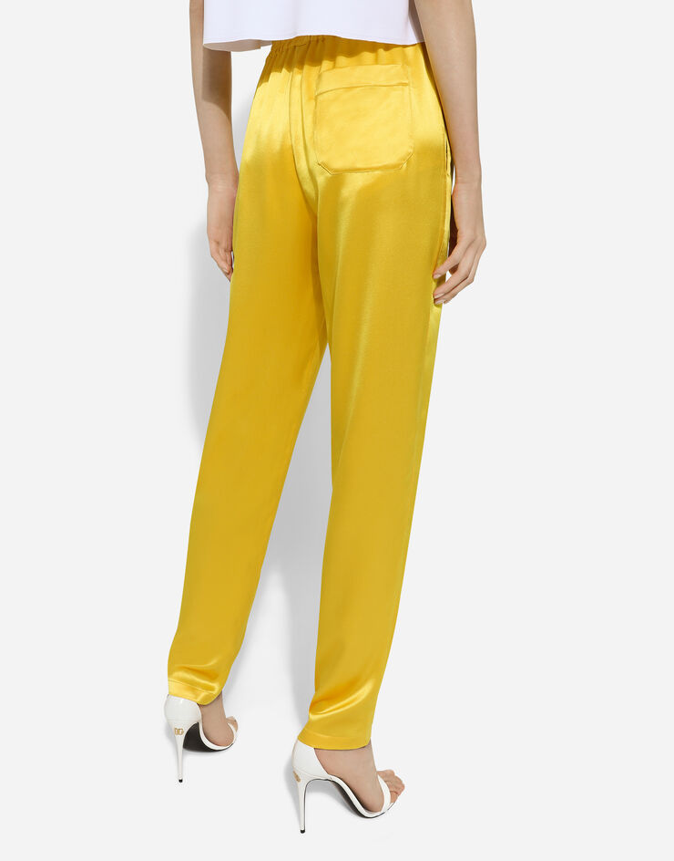 Dolce & Gabbana Silk crepe pants with elasticated waistband Yellow FTC11TFU1NG