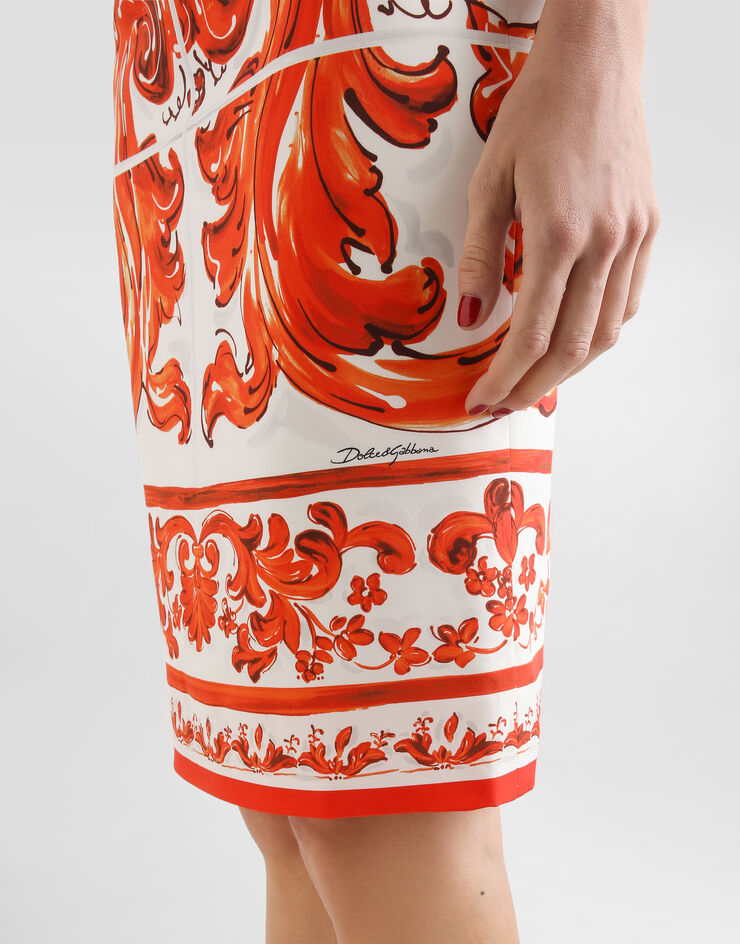 Dolce & Gabbana Midi skirt in majolica-print charmeuse Dolce & Gabbana Midi skirt in majolica-print charmeuse Multicolor F4C2CTGDDRJ
