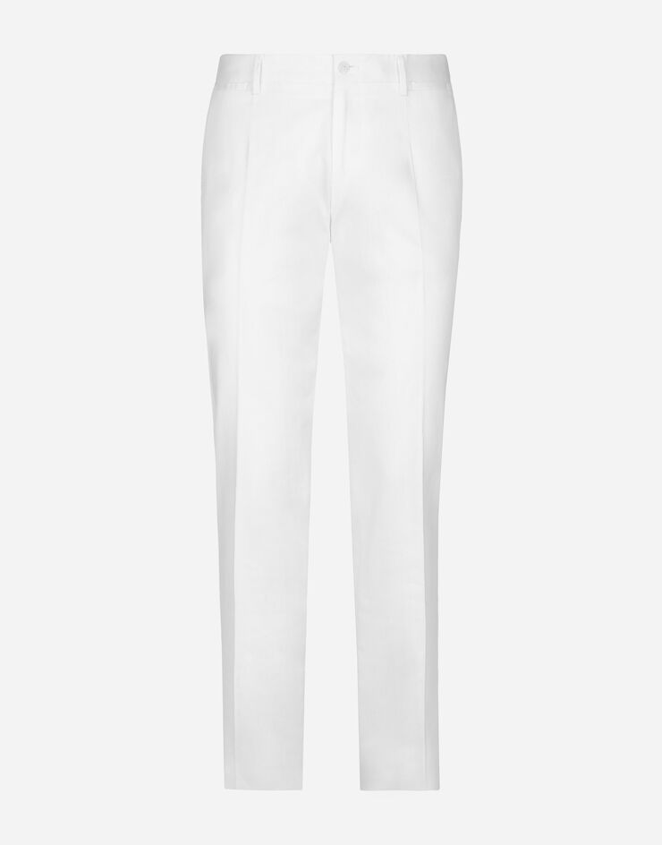 Dolce&Gabbana Pantalon en gabardine de coton Blanc GY7BMTFU6ZF