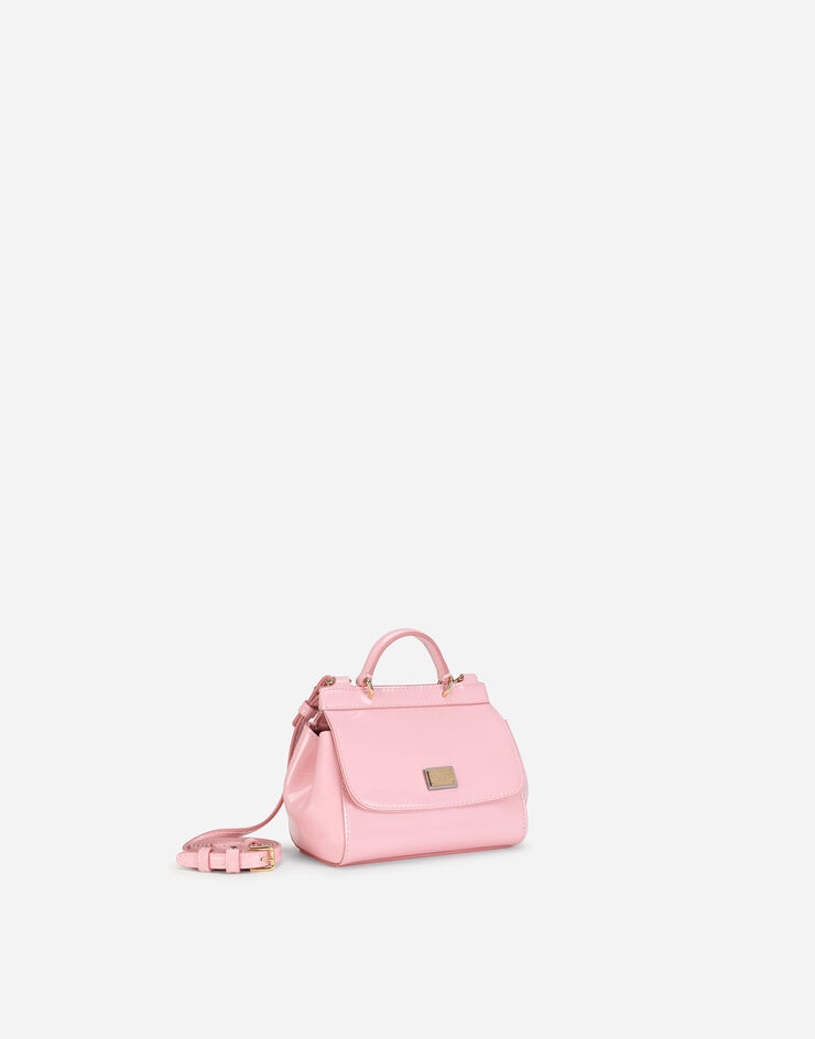 Dolce & Gabbana حقيبة سيسيلي صغيرة من جلد لامع وردي EB0003A1067