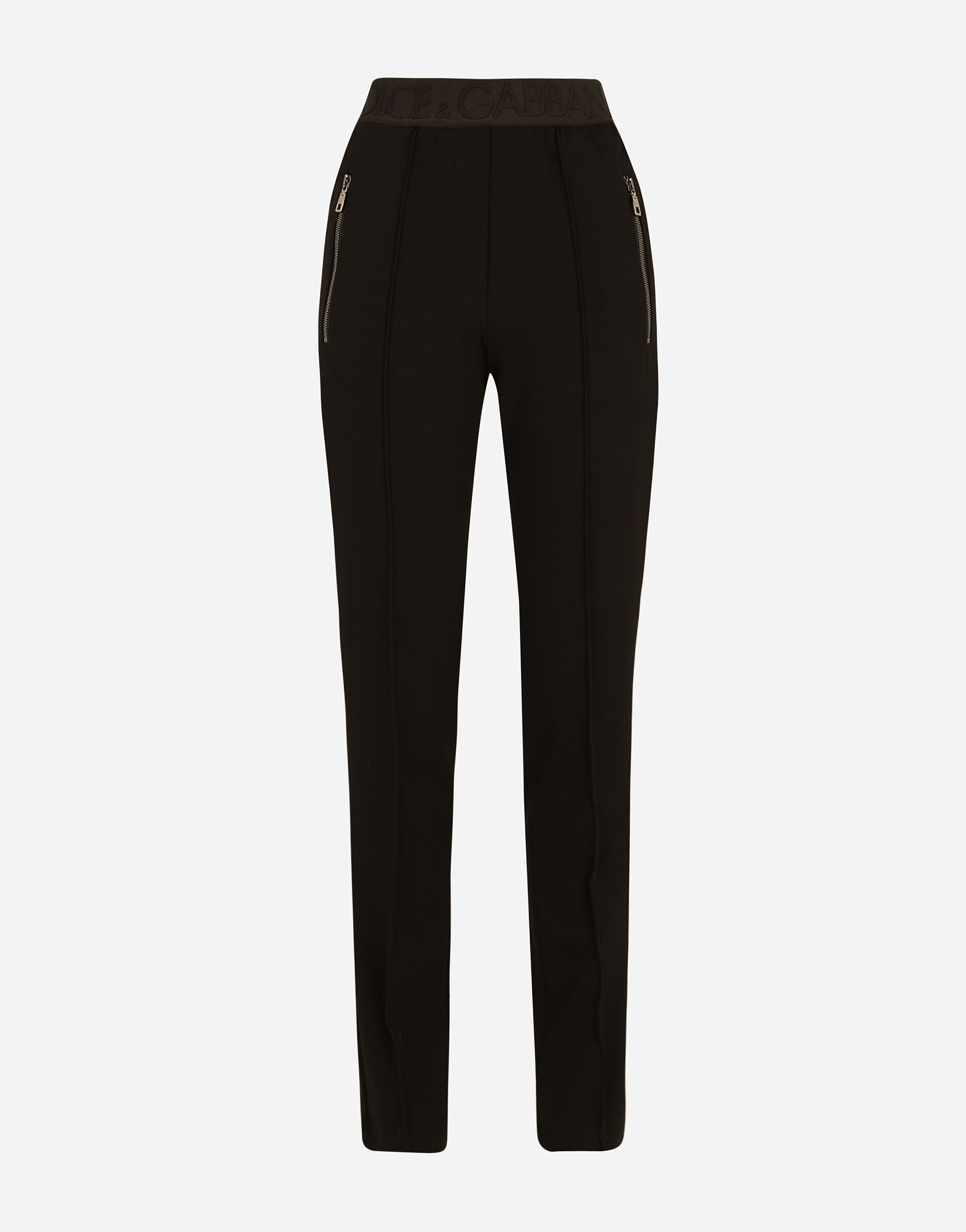 Pantalon en jersey avec elastique a logo en Noir pour femme Dolce Gabbana